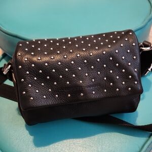 Aimee Kestenberg Mini Micro Crossbody Shoulder Bag Silver Studded Leather EUC